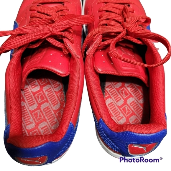 Puma G Vilas Red And Blue Men's Lace up Sneakers Size 12 - Picture 4 of 8